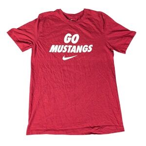 Nike Go Mustangs Graphic T-Shirt Mens Small Red Short Sleeve Crewneck Swoosh